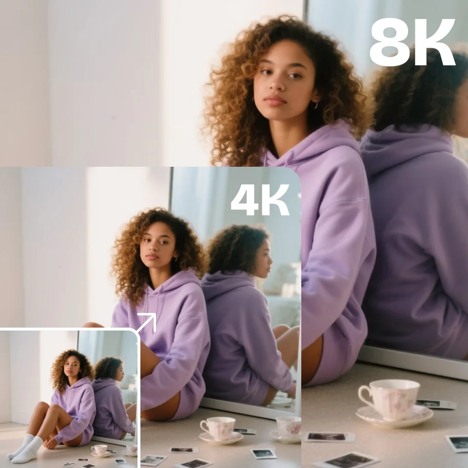 Comparación del escalado de una imagen a 4K y 8K